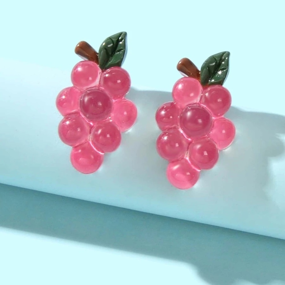 Grape Design Stud Earrings new in package